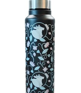 Handcrafted Stainless <b>Steel</b> Water <b>Bottle</b> with Floral Cow Design Black Matte Reusable Leakproof Eco-Friendly <b>Bottle</b> - Product Image 4