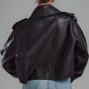 New Fashion Comfortable <b>Women</b> Leather <b>Jacket</b> for Streetwear Solid Color Casual Wear Wholesale Customized Quality Leather <b>Jacket</b> - Product Image 6