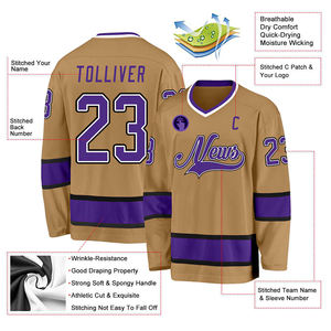 Camiseta de hockey sobre hielo personalizada, uniforme de equipo sublimado, nombre y número personalizados, 100% poliéster, acolchado, transpirable, de secado rápido, cuello en V - Product Image 6