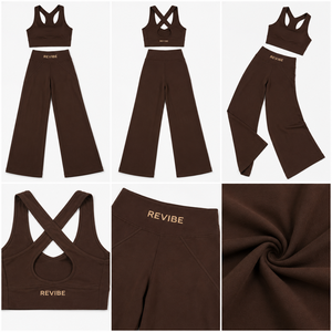 Conjunto Deportivo de Dos Piezas para Mujer, Pantalones Acampanados de Cintura Alta, Top Corto sin Mangas, Ropa Deportiva para Yoga, Gimnasio y Entrenamiento, Venta al Por Mayor - Product Image 5