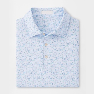 Polo de Hombre Azul Claro Estampado, Manga Corta, Tejido de Algodón, Casual, Transpirable, Corte Regular, para Golf, Venta al Por Mayor, Personalizable OEM - Product Image 4