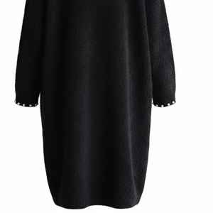 Cárdigan largo de punto con abertura frontal Jack and Jill Black Pearl, elegante abrigo de invierno para mujer - Product Image 6