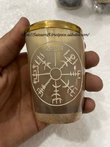 Handmade Natural Horn Glass Viking Drinkware Unique Eco-Friendly Carved Beverages Holder for Beer Mead <b>Whisky</b> Religious Mead - Product Image 6