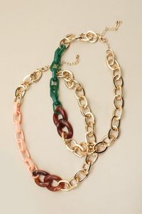 Collier ras du cou en résine givrée blanche avec chaîne à maillons à motifs en acrylique, doré, pour femme, bijou pendentif - Product Image 5