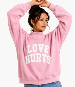 Sudadera de cuello alto estilo universitario para mujer con logotipo personalizado, transpirable, informal, de forro polar, con apliques de letras. - Product Image 5