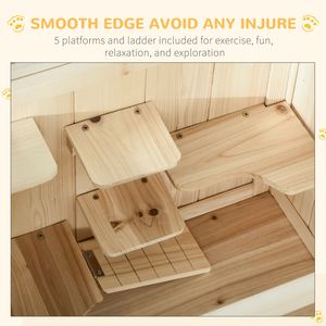 Grande gabbia per criceti in legno a 3 livelli con ripiano portaoggetti anteriore apribile per topi ratti piccoli animali ispirati alla natura gabbia per animali domestici - Product Image 4