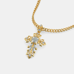 Collar con Colgante de Cruz Floral en Oro Amarillo con Diamante Cultivado en Laboratorio - Product Image 6