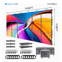 Pack de mur vidéo LED modulaire avec panneaux emboîtables, processeur vidéo, barres de fixation, câbles et flight cases pour événements de location