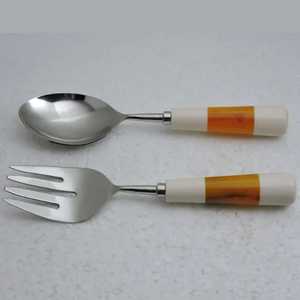 Juego de Cubiertos de Acero Inoxidable de Estilo Moderno y a la Moda con Mangos de Resina Morada y Acabado Espejo, Juego de 2 Piezas - Product Image 4