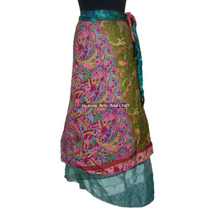 Nuevo Vestido de Playa Tipo Sari Vintage de Seda Estampada con Falda Cruzada, Faldas Cruzadas Reversibles de Seda Vintage Mágica de 38 Pulgadas, Falda Cruzada Tipo Halter Tubo - Product Image 1