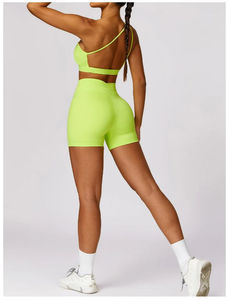 Shorts de sport taille haute pour femme, personnalisables, en solide couleur unie, avec ceinture, pour yoga, gym, fitness, compression, extensibles dans les quatre sens, réversibles, en Spandex/Nylon – Grande Vente - Product Image 4