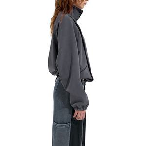 Chaquetas Cortavientos Estilo Bomber para Mujer, Ropa Urbana Elegante para Invierno, Moda Y2K, Media Cremallera, Logotipo Personalizado en Lona - Product Image 3