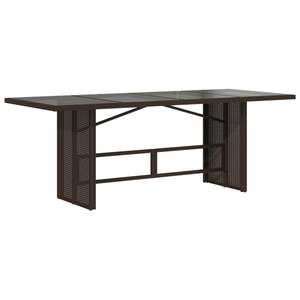 Mesa de Jardín de Ratán Sintético Marrón con Acero con Recubrimiento en Polvo y Tapa de Vidrio Templado - Product Image 6
