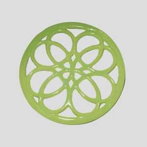 Lime Green Enamel Cast Iron Trivet Round Geometric Petal Design Heat Resistant Pot Stand Durable Kitchen <b>Table</b> <b>Protector</b> - Product Image 1