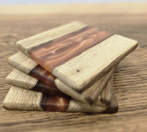 Sous-verres et porte-gobelets classiques écologiques en bois et résine époxy, 4x4 pouces, carrés, pour la cuisine - Product Image 4