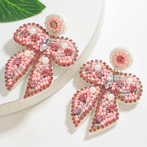 New Elegant Bohemian Beads Women's Classic <b>Sweet</b> Pink Rice Beads Beads Rhinestone Bow Women's BY MULTI CRAFT - Product Image 5