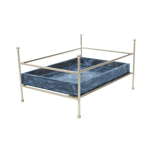 Modern Resin Serving Tray with Metal Frame Blue Marbled Design Home Decoration Artistic Craft By Fashion Craft India - Product Image 4