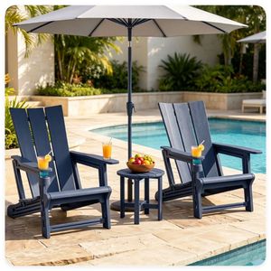 Sedia Adirondack Blu in HDPE Resistente alle Intemperie con Portabicchieri Ergonomica Capacità 330LBS per Uso Esterno - Product Image 5