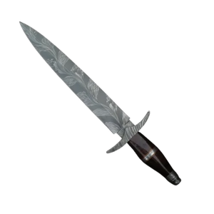 Couteau de chasse en acier de Damas avec manche en bois, lame droite, lame pleine longueur, couteau de chasse d'extérieur avec étui en cuir - Product Image 5