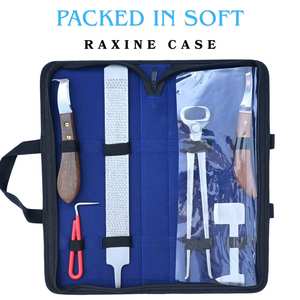 Kit d'outils de fermeur robuste avec coupe-fer à tampon en acier, râpe double face, couteau à sabots à manche en bois et lame à boucle détachable - Product Image 6