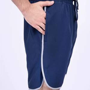 Pantalones Cortos Deportivos de Secado Rápido para Hombre, Color Azul Marino, Cintura Elástica, Color Sólido, Tejido de Tela, Estilo Casual con Bolsillos - Product Image 4