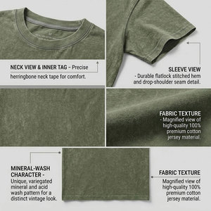 T-shirt en coton vert olive à col rond pour homme Reddito, coupe classique, manches courtes, motif décontracté, logo frontal, jersey tricoté, style urbain - Product Image 5