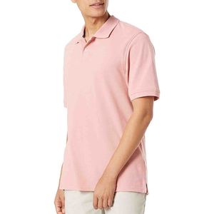 เสื้อโปโลผู้ชายสีชมพู ผ้าโพลีเอสเตอร์ แขนสั้น สีพื้น สวมใส่สบาย ระบายอากาศได้ดี ทรงปกติ แห้งเร็ว น้ำหนัก 220 กรัม - Product Image 3