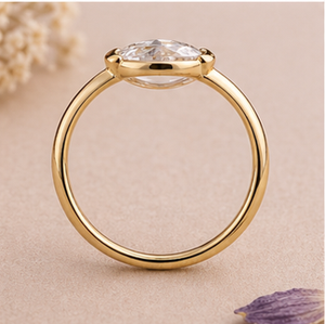 Anillo de Diamantes de Corte Ovalado de Lujo, Oro de 14K y 18K, Anillo de Compromiso Minimalista con Diamante Solitario, Joyería Fina para Mujer - Product Image 5