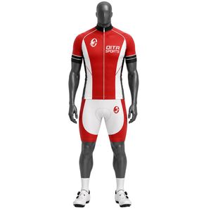 Ensemble de cyclisme rouge et blanc pour hommes, maillot et short, uniforme de vélo professionnel, vêtements de cyclisme légers et respirants, pour la conduite en montagne - Product Image 1