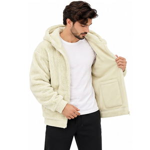 Warm <b>Sherpa</b> <b>Fleece</b> Hoodie <b>Men</b> Women Custom Winter Soft Plush Hooded Zipper Sweatshirt Casual Streetwear Outerwear Embroidered - Product Image 2