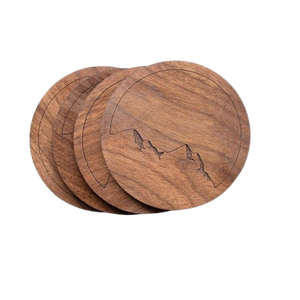 Square <b>Marble</b> <b>Coaster</b> Set With Wood Inlay Non-Slip Mats Modern Design Table Pads - Product Image 3