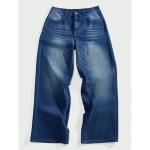 Trending DX Blue Modern <b>Funky</b> Mid Straight Fit Mens Whishker Washed Denim Jeans Eco Friendly Breathable Street Wear 100% Cotton - Product Image 1