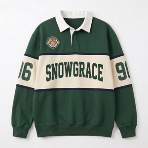 Chemise en jersey respirante unisexe Snowgrace à col en V court, rayée, coupe décontractée, printemps-été, adulte, polyester, broderie lettre - Product Image 1