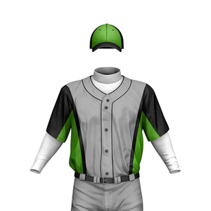 Ensemble d'uniformes de baseball personnalisés pour hommes – Maillot sublimé gris, vert, noir à manches courtes en polyester respirant, coupe athlétique toutes saisons - Product Image 2