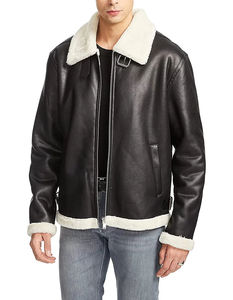 Chaqueta de Piloto Aviador A2, Estilo Bomber, de Lona y Cuero Desgastado, con Capucha, Transpirable, para Invierno, Color y Logotipo Personalizables, para Hombre - Product Image 1