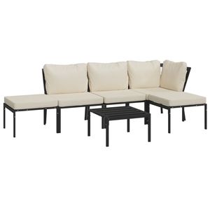 Ensemble de salon de jardin noir avec structure en acier thermolaqué couleur sable et grands éléments en polyester - Product Image 3