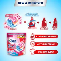 Breeze 5 in 1 Aroma Bunga Sakura Kesegaran Floral Daya Bersihkan Mendalam 420g Bentuk Kapsul Deterjen Pakaian Buatan Malaysia
