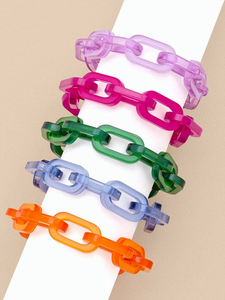 Collier en résine à maillons larges style vintage, mélange de couleurs, punk, ajouré, gros maillons ronds, longue chaîne en résine acrylique, art mural - Product Image 3