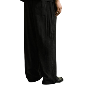 Pantalon ample à jambes larges pour homme, coupe décontractée, taille élastique, pantalon décontracté ample avec poches, bas de tenue streetwear minimaliste personnalisé OEM - Product Image 2