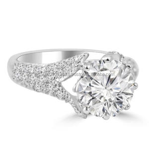 Bague de fiançailles Infinity en or blanc 18 carats VVS Moissanite, bague de mariage en diamant taillé plaqué argent sterling 925 pour femme - Product Image 1