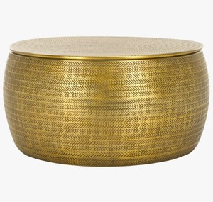 Home Refresh Modern <b>Round</b> Coffee <b>Table</b> With Textured <b>Gold</b> Finish And Lift Top Design For Living Room Furniture - Product Image 1