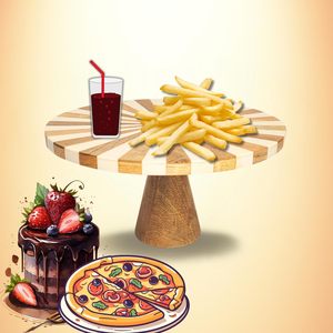 ฐานวางเค้กไม้พร้อมหน้าท็อปทรงกลมเรียบ สำหรับเค้กงานแต่งงาน วันเกิด และงานพิเศษ ประเภทจานเสิร์ฟเค้ก - Product Image 1