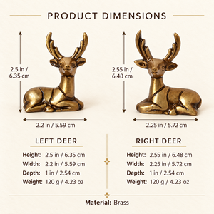 SHUBHAM Juego de 2 Figuras de Ciervo de Latón Macizo, Estatuas de Ciervo Sentado en Color Dorado Antiguo para Decoración de Mesa, Hogar u Oficina - Product Image 3