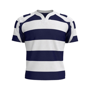 Men's Sublimated Rugby Uniform Set Navy White Striped Short Sleeve V-Neck Moisture Wicking Regular Fit All Seasons - Product Image 2