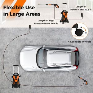 Idropulitrice Elettrica ad Alta Pressione 2300 PSI Arancione e Nera, 1900W, 4 Ugelli a Connessione Rapida, Bottiglia per Sapone, Pulitore ad Alta Efficienza - Product Image 4