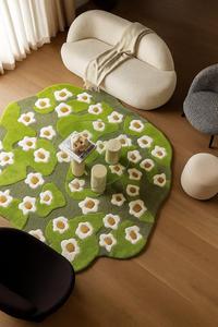luxury high quality <b>carpet</b> green and white contrast floral design unique pattern for living room and home decor - Product Image 2