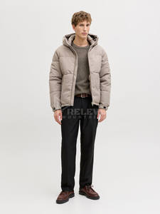 Blouson matelassé streetwear pour homme, à capuche, imperméable, coupe-vent, personnalisé, pour le printemps, style universitaire, pour moto, en duvet de canard - Product Image 4