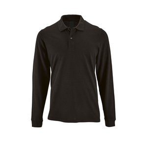 Polo de manga larga para hombre con paneles de malla transpirable, inserciones laterales ventiladas y tela que absorbe la humedad para actividades deportivas. - Product Image 1