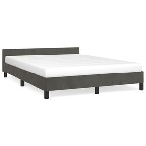 Cadre de lit rembourré en velours gris foncé avec tête de lit, en contreplaqué et bois d'ingénierie durables - Product Image 2