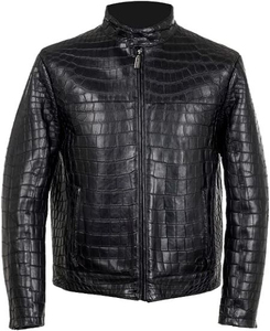 Chaqueta de Cuero Genuino Unisex Hecha a Medida con Diseño de Textura de Piel en Relieve, Estampado de Dibujos Animados en Patchwork, Cuello Alto, Moda de Invierno - Product Image 1